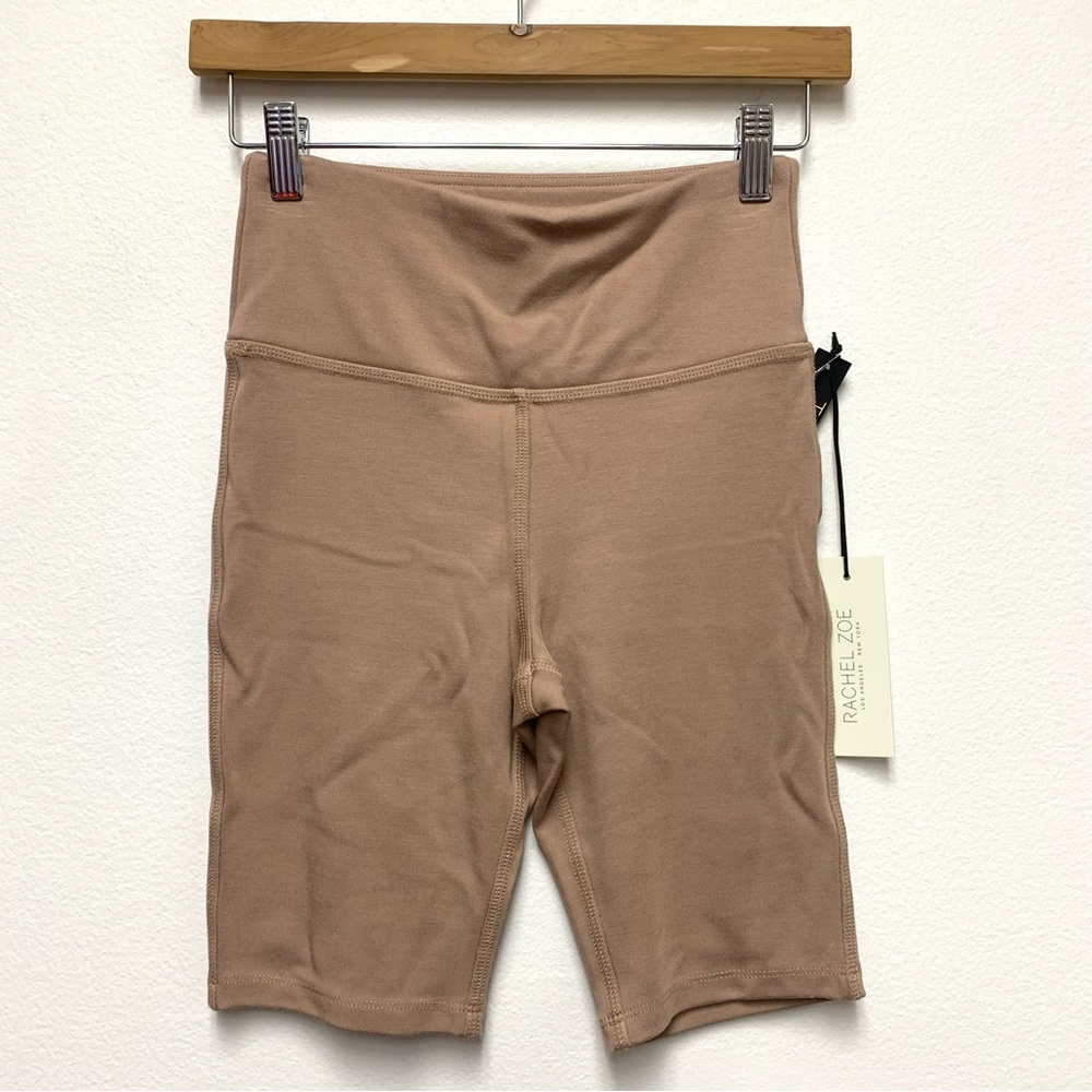 Rachel Zoe‎ Tummy Control Athletic Biker Shorts XS High Rise Tan Buttery Soft